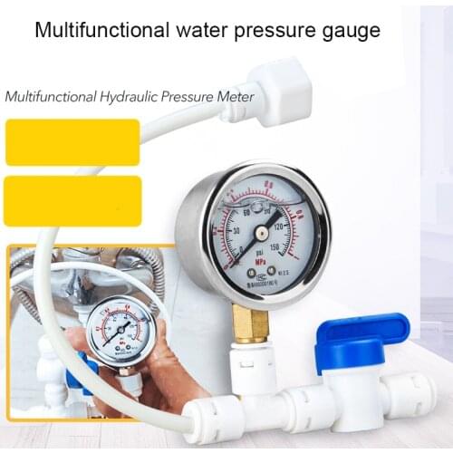 YenvQee 1/4 Inch Kitchen Water Purifier Water Pipe Pressure Gauge For Test Water Tap Faucet