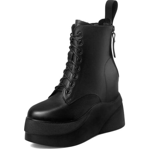 New Winter women shoes natural Genuine leather Chelsea boots ankle bottom of thick Warm fur Female boots 100% cowhide snow boots