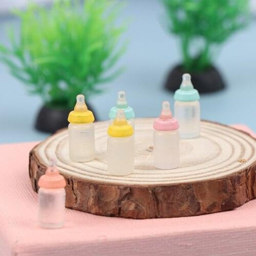 1:12 Dollhouse Accessories Multiple Styles Resin Simulation Mini Milk Bottle Miniature Baby Bottle Super Cute Transparent Bottle