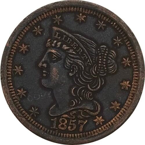 1857 United States Dollar Half Cent Red Copper Red Copper Copy Coin