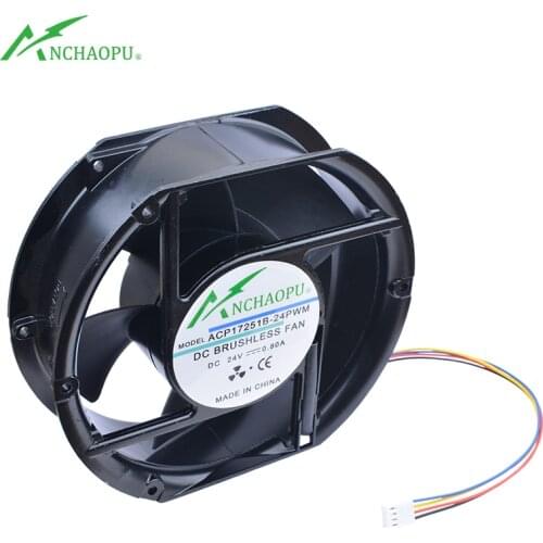 ACP17251B-24PWM 172x150x51mm DC24V 0.80A Aluminum outer frame plastic blade High air volume cabinet medical atomizer cooling fan
