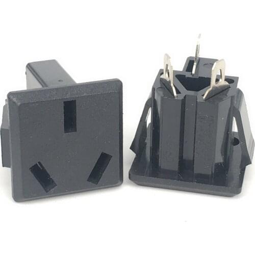 Australian, New Zealand, China 3-Pin Panel Mount Inlet Socket Receptacle AC100~250V 10A