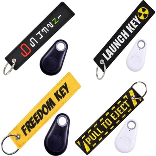 Embroidery Key Ring for Car Keys + Mini Bluetooth 4.0 GPS Tracker for Kids Wallet Pet Dog Key Finder Anti Lost Keychain