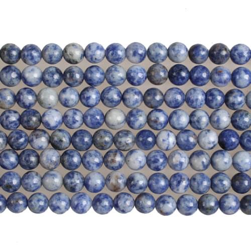 Natural Stone Blue Dot Stone Beads Sodalite Round Loose Beads 2 3 4 6 8 10 12mm Beads For Diy Jewelry Making