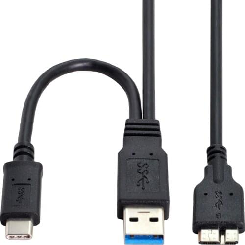 Chenyang USB-C USB 3.1 Type-C & USB3.0 Type-A Host to Micro USB 3.0 Target Combo Data Cable for Disk