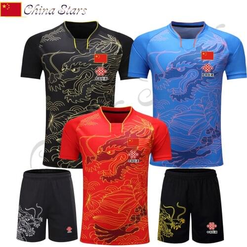 2020 CHINA Dragon table tennis Jerseys Shorts Men / Women / Child , ping pong Jersey,Table tennis Shirt Sets table tennis shirts