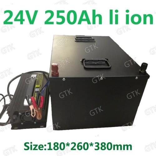GTK waterproof 24V 250AH Lithium ion battery BMS 7S li-ion for 2400W EV inverter backup power UPS Solar System +20A Charger