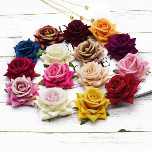 2pcs/lot 7cm Artificial Rose Flower For wedding Wedding Car home Decorative Rose DIY flower wall Scrapbooking flower Craft roses