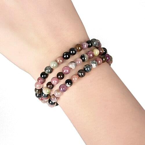 3 row Tiny round candy Natural pearl and Natural tourmaline gem Necklace and bracelet, full girl feeling