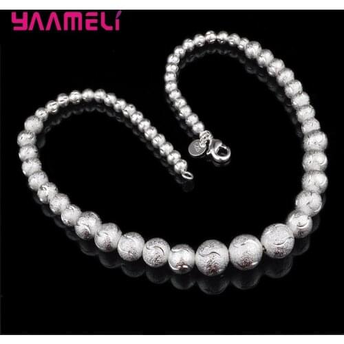 Big Smooth/Sand Beads 925 Sterling Silver Necklace For Unisex Punk Rock High Quality Hyperbole Accessories Jewelry Party Gifts
