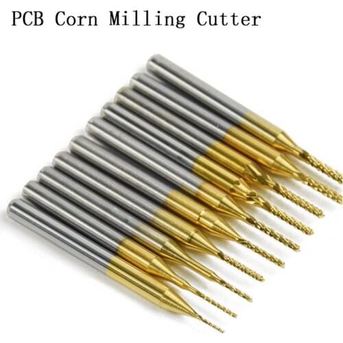 10pcs Length 38mm CNC End Mill Cutter Set Mini PCB Carbide Router Bits Kit Set 0.8-3.175 mm For Milling Tools