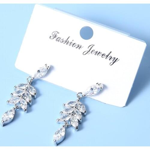 Korean Fashion Earrings 2021 Aesthetic Zircon Petal Long Earrings for Women Jewelry Accessories Wholesale Kolczyki Kpop
