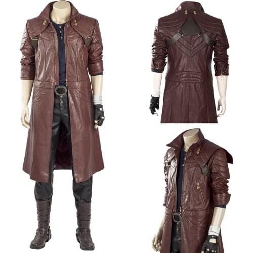 In Stock) DMC 5 Dante Cosplay Costume Aged Outfit Dante Coat Jacket Only No Belt Adult Men Halloween Carnival Costumes