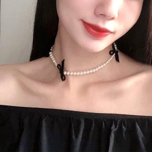 Liemjee Fashion Simple Personality Party Jewelry Round Beads Pearls Necklace For Women Feature Namour Charm Gift All Seasons