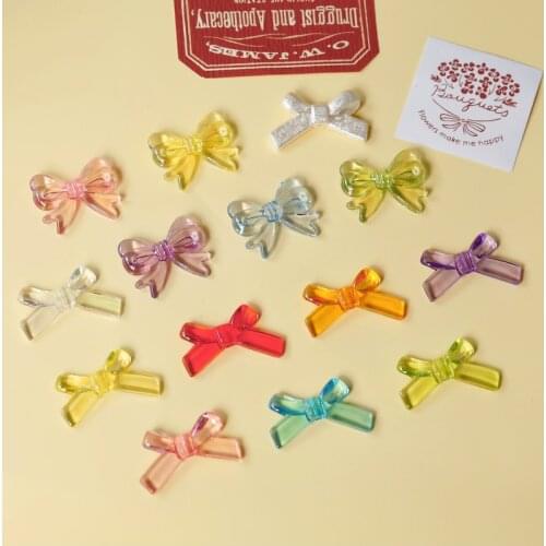 Sweetheart Candy Color Cute Bow Acrylic Beads DIY Hand-made Beaded Necklace Accessories Jewelry Material