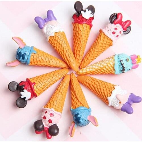 2pcs 1:6 Miniature Dollhouse Mini Cartoon Resin Ice Cream Pretend Food for Blyth Bjd Barbies Doll Kitchen Accessories Toys