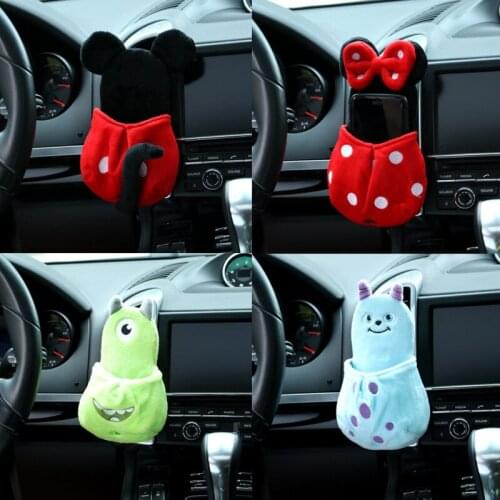 Disney Mickey Minnie Cartoon Car Outlet Pouch Cyclops Fashion Creative Car Storage Bag Cute Car Mobile Phone Bag Sundries Bag