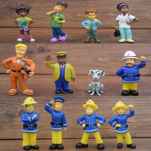 Mylb 12 Pcs/Set Fireman Sam action figure toys 3-6cm Cute Cartoon PVC Dolls For Kids Christmas Gift