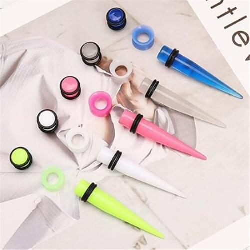 50Pieces Acrylic Ear Gauge Taper And Plug Stretching Kits Mixed Color Ear Flesh Tunnel Expansion Body Piercing Jewelry
