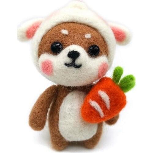 Dog Needle Felting Kit Gift Box, 3.35in/8.5cm Height, Beginner Felting Kit, Craft Kit, English Manual (Dog D)