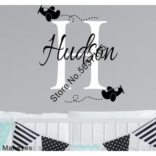 Makeyes Airplanes Custom Names Wall Decals Sticker Vinyl Personalized Baby Name Wall Decor Home Children Bedroom Decoration Q863