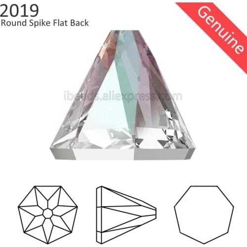 NEW! (2 Pcs) Original Crystals from Swarovski 2019 Round Spike Flat Back no hotfix Rhinestone for shoes bags decoration nail art