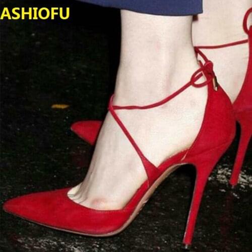 ASHIOFU 2020 New Factory Sale Womens High Heel Pumps Shoelace Party Prom Dress Shoes Dailywear Fashion Evening Court Shoes