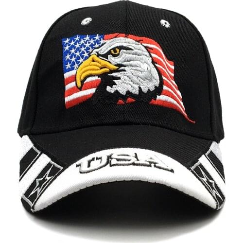 Spring new mens and womens American flag 3D embroidery eagle baseball cap Army Tactical Hip Hop Snapback Cap Outdoor Sunhat
