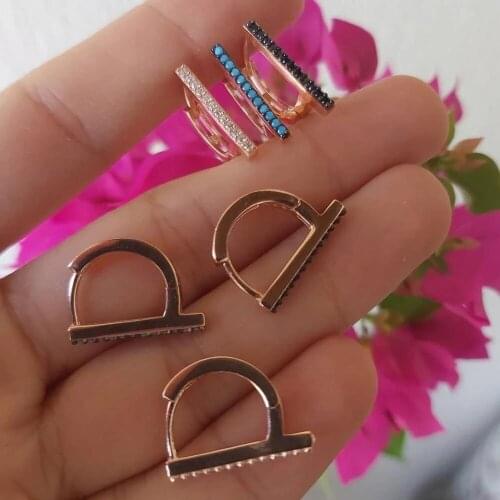 2021 NEW arrived fashion Geometric CZ bar Mini Circle hoop earring for women girl multi piercing hole simple fashion earrings