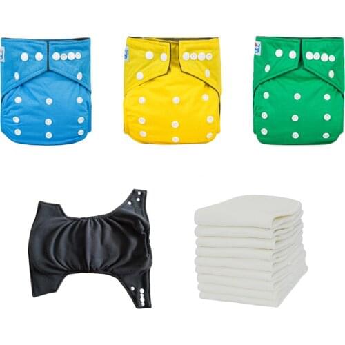 ONSALE Bamboo Cotton Diapers Soft Comfortable Cotton Bamboo Nappy 5pcs + 5pcs White Bamboo Cotton Inserts Absorbents Five Layers