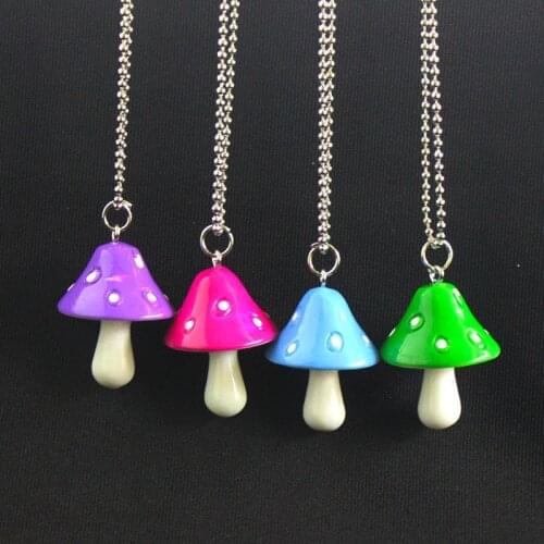 New Fashion Resin Cartoon Imitation Mushroom Pendant Necklace For Men Women child Colorful Simple Cute Necklaces Jewelry Gift