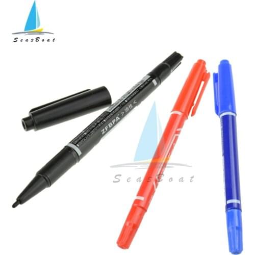 3pcs/lot Twin Tip Permanent Marker Pen Fine Point Waterproof Ink Thin Nib Crude Nib Black/Blue/Red Ink 0.5mm-2mm Fine Color