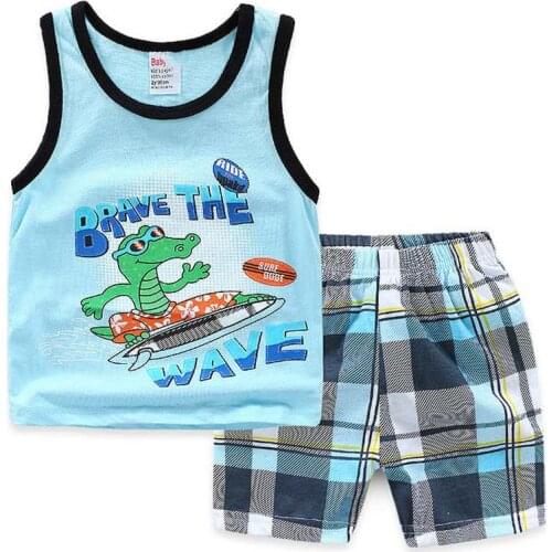 Hot Sale Baby Girl Cute Cartoon Dinosaur Short Sleeve Pajamas Set Kids Pyjamas Child Cotton Pijama Boy Homewear Clothes