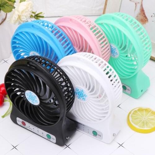 Portable Outdoor LED Light Fan Air Cooler Mini Desk USB Fan With 18650 Battery