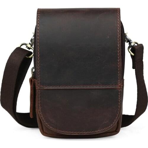 Tiding Hot Retro Cow Leather Waist Packs Men Phone Bags Fanny Pack Bum Bag Hip Belt Pouch Small Multifunctional Leather Day Pack