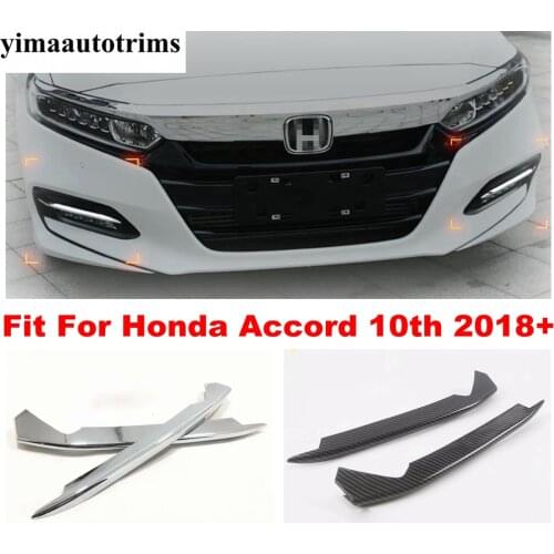 Front Bumper Fog Lights Lamps Eyelid Eyebrow Panel ABS Chrome / Carbon Fiber Look Cover Trim For Honda Accord 10th 2018 - 2021