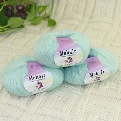 Sale New 3BallsX25g Luxury Soft Mohair Warm Wrap Shawl Hand Knit Crochet Yarn 291-08 Mint