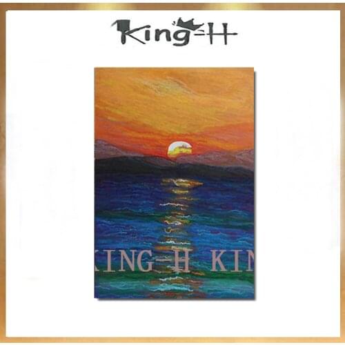 Sunrise hand paint modern abstract knife thick oil painting decorative landscape on the wall of the sitting room painted on the