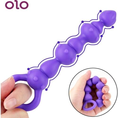 OLO Silicone Anal Plug Anal Beads Butt Plug Masturbation Dildos Erotic Vaginal Balls Prostate Massager Sex Toys for Women Gay