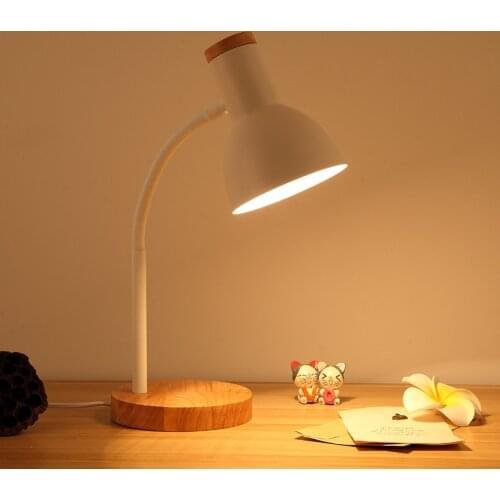Nordic Modern Simple Japanese Wooden LED Desk Lamp Log Desk Bedroom Bedside Study White Desk Lamp
