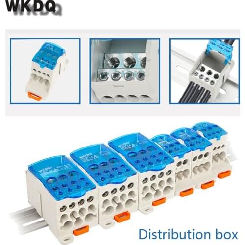 Din Rail Terminal Block Junction Box UKK80A One in several out Power Distribution Block Box Universal Electric Wire Connector