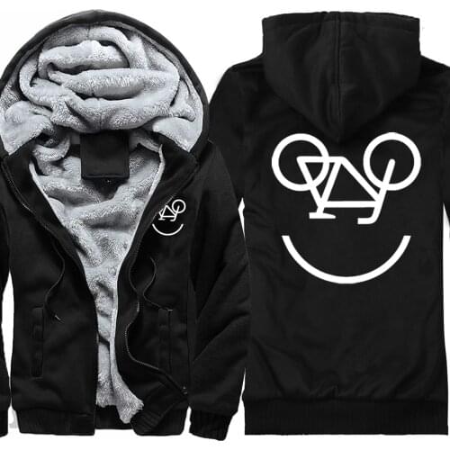 Bike Smile Thicken Hoodies Men Hooded Raglan 2020 Zipper Sweatshirt Homme Punk Winter Jackets Patchwork Warm Supoleron Hombre