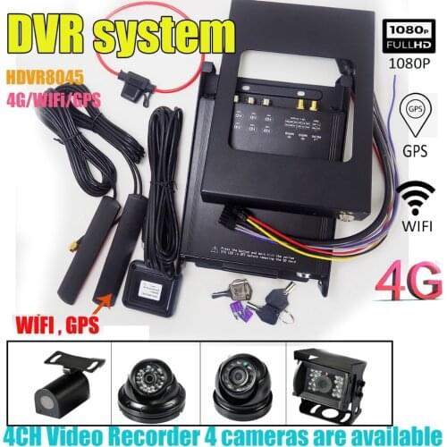 HDVR8045 video recorder with 4pcs camera support 3G/4G/WIFI/GPS 4CH Video & Audio DVR for Bus Car monitoring system