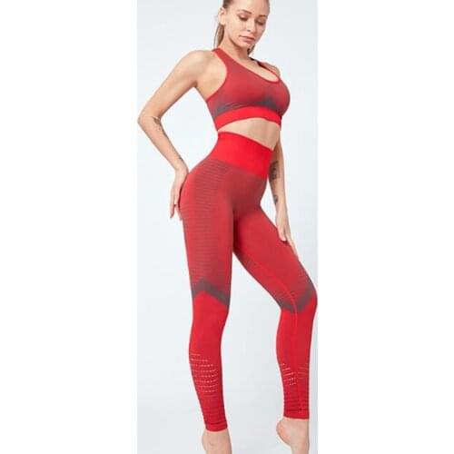 Women Seamless Yoga Set Women Gym Fitness Clothing High Waist Leggings+Bra Yoga Suit Training Sport workout Running Sportswear