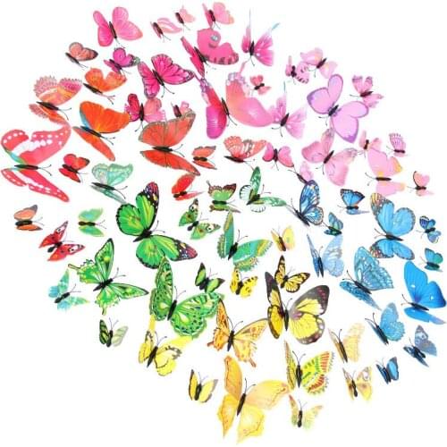12Pcs PVC 3D Butterfly Wall Sticker on the wall New Year Home Decor Butterflies for decoration Magnet Fridge stickers wall art