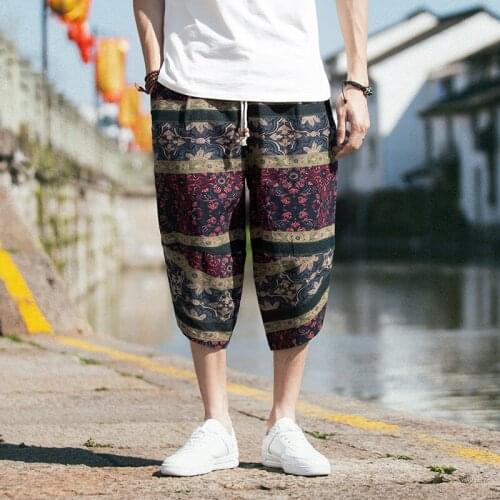 2019 Summer Calf-Length Loose Casual Pants Men Japanese Streetwear Joggers Men Pants Hip Hop Sweatpants Male Trousers 4XL 5XL