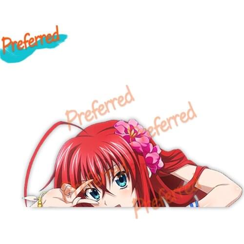 High School DxD Rias Gremory 220 Cute Anime Girl Peeker Vinyl Car Stickers and Decals Window Waifu Die Cutting