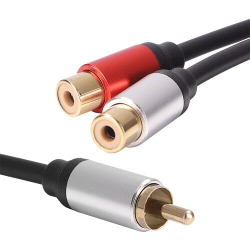 Audio Cable Gold Plug Aux Cord 1 Male to Dual 2-RCA Y Splitter Adapter Audio Cable for Home DVD TV Laptop