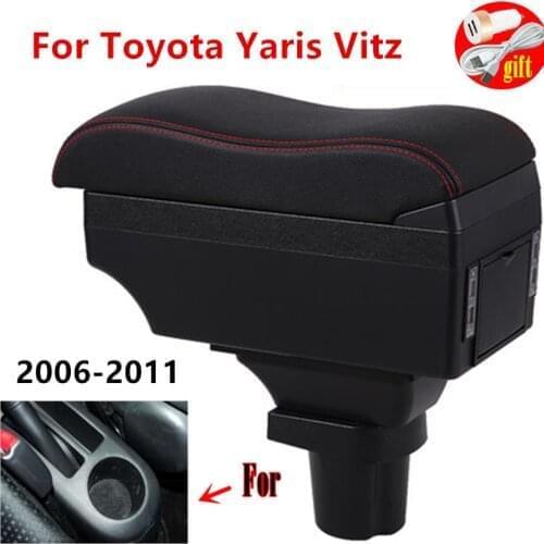 Car Arm Rest Storage Box For Toyota Yaris Vitz 2006-2011 Hatchback Centre Console Storage Armrest Box with USB LED