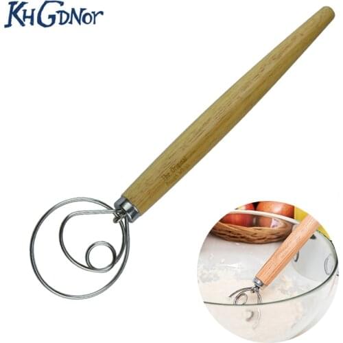 Stainless Steel Dough Whisk Blender Cake Bread Pastry Dough Mixer Stick Handle Egg Beater Tools Baking Pastry Blender